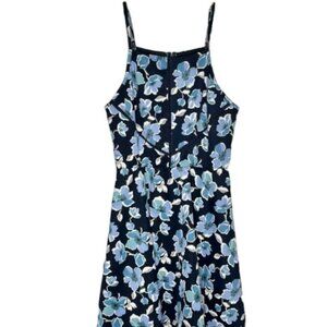 Altar'd State Ponte Floral Mini Skater Sundress - Blues - L